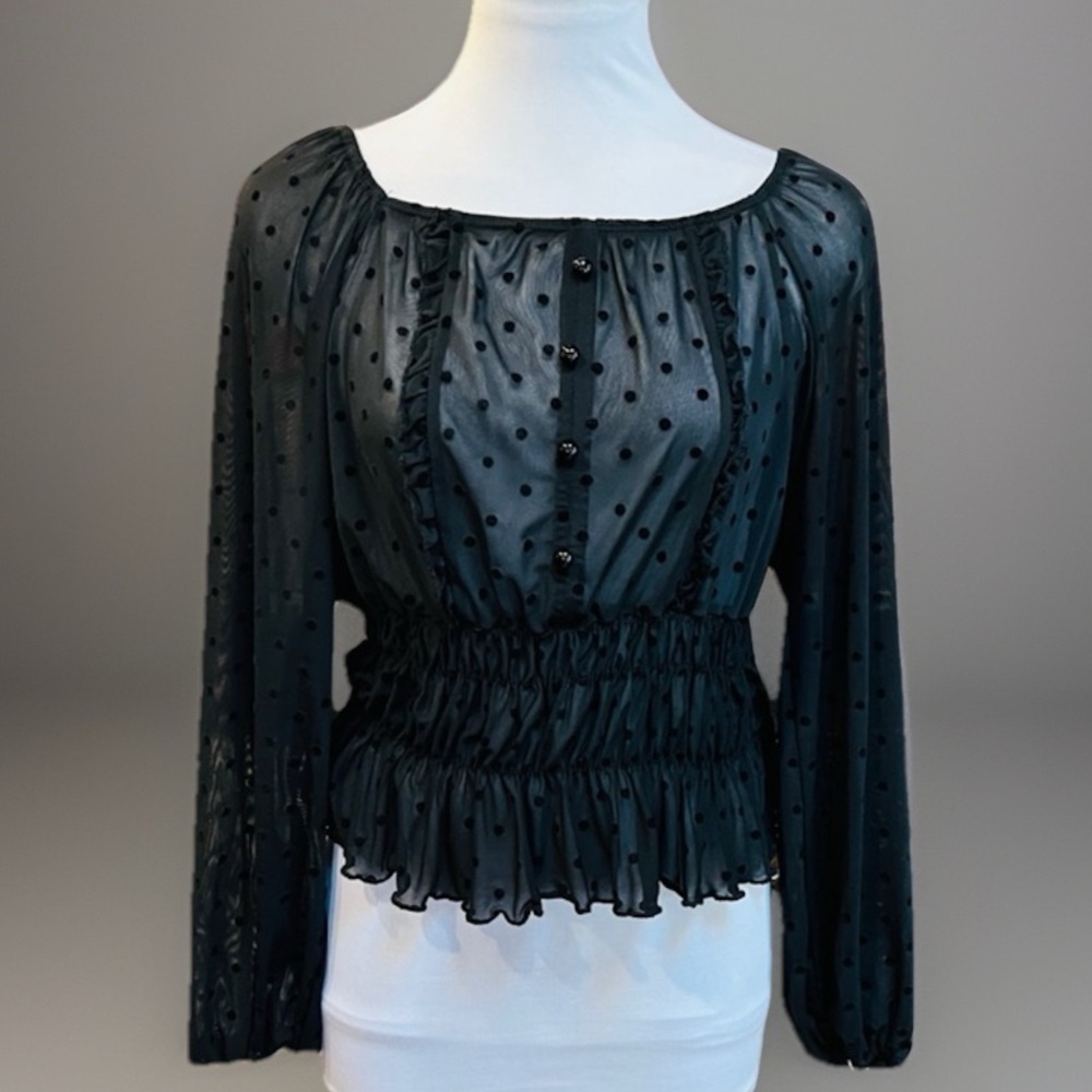 Designer Willow size large sheer on off shoulder, dressy top